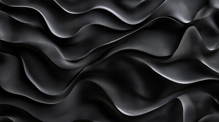 Poster - Abstract black waves background digital art texture graphic design pattern wallpaper dark smooth elegant 3d render