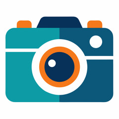 Poster - Teal and Orange Camera Icon Isolated Backdrop