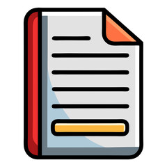 Poster - Document icon: A simple and clean vector illustration of a document icon, with a red spine and a yellow highlight bar. This icon is perfect for use in website design, mobile apps.