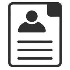 Poster - Resume Icon: A simple yet professional icon depicting a resume or CV, featuring a person symbol and lines representing personal information. Ideal for websites, applications.