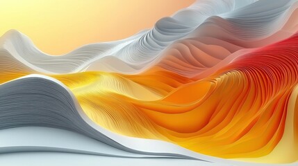 Poster - Abstract Colorful Landscape: A Digital Artwork of Layered Hues and Curving Forms