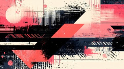Poster - Abstract Geometric Composition: A Symphony of Pink, Black, and Beige