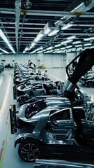 Poster - Modern Automotive Manufacturing Facility with Vehicles on Assembly Line