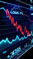 Poster - Financial Market Chart Showing Downward Trend and Volatility Analysis
