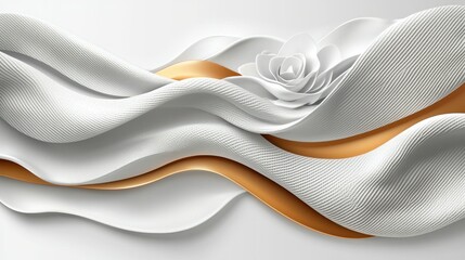 Poster - Elegant Abstract Wave Design with White Rose