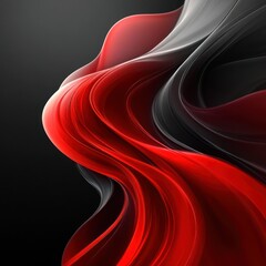 Poster - Abstract Red and Black Swirling Design: A Symphony of Curves and Colors