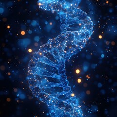 Poster - Glowing Blue DNA Helix Abstract Art