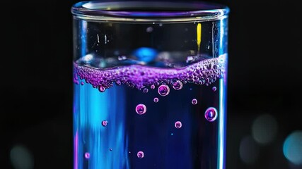 Aufkleber - A clear glass filled with liquid and air bubbles.