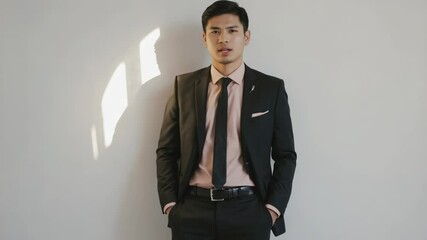 Aufkleber - A businessman in a suit and tie standing against a white background.