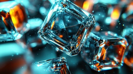 Poster - Crystalline Abstract: A Symphony of Light and Facets