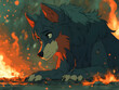 © mujianto - Wolf by fire, contemplative