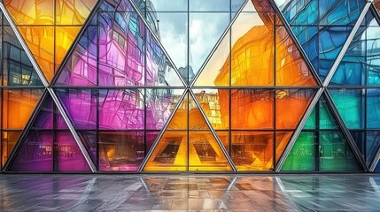 Poster - Vibrant Facade: A Kaleidoscope of Colors in Modern Architecture