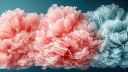 Poster - Abstract Pastel Feather Dream: A Serene Visual Symphony of Coral and Teal