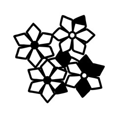 Poster - Black and white floral design vector graphic with flower blossoms and botanical elements clip art