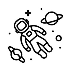 Wall Mural - astronaut in space vector illustration exploring galaxy and planets in cosmos with stars and outer s