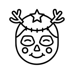 Poster - Outline holiday character face with star and antlers vector icon design illustration art graphic