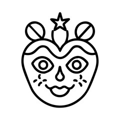 Poster - Outline face drawing vector illustration, cute face with star and circles, simple line art