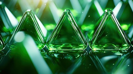 Poster - Emerald Triangles: A Symphony of Green Glass