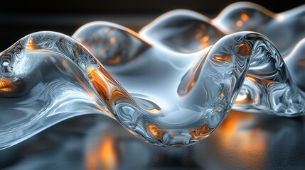 Poster - Abstract Glass Waves: A Symphony of Light and Form