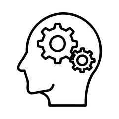 Poster - human head with gears inside concept for mental process thinking and problem solving design vector