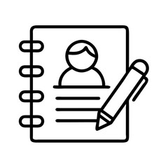Poster - Contact information notebook with pen icon vector illustration for address book and profile