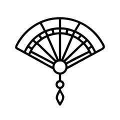 Poster - Hand fan outline icon vector illustration, traditional asian folding fan, chinese japanese style fan