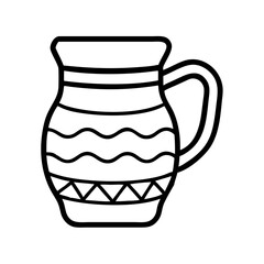 Leinwandbilder - Isolated outline drawing of ceramic jug pitcher with handle for water or juice illustration