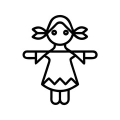 Poster - Illustration of a cute rag doll with pigtails, simple toy vector drawing for kids design art