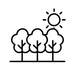 Wall Mural - illustration of trees and sun vector graphic for nature landscape park or forest design elements