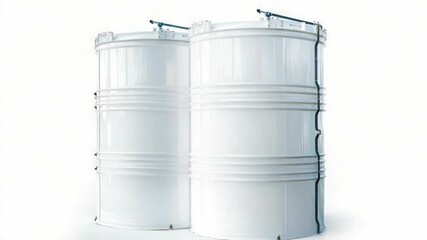 Poster - Two white barrels placed together on a flat surface.