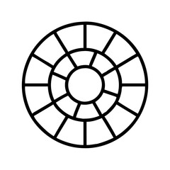 Poster - Black and white circular diagram with concentric circles and radial lines illustration vector