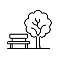 Poster - Park bench and tree vector illustration for outdoor relaxation and nature scenery design concept