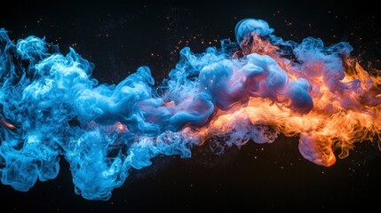 Poster - Abstract Fiery Blue and Orange Collision