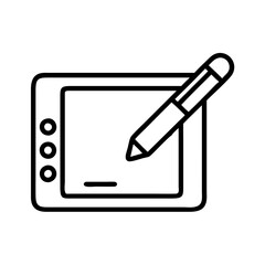Poster - Graphic design tablet with pen for digital art and illustration vector icon design element set up for use