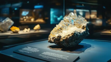 Poster - A rock with a lot of crystals on top of it.