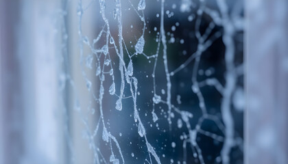 Wall Mural - close up of a window with water drops on it