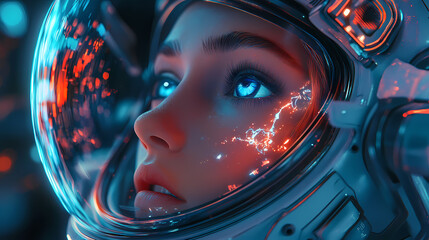 Wall Mural - time warp into retro future feminine beauty, perfect human technology fusion, eyes so beautiful it c