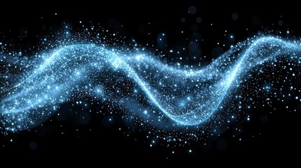 Poster - Celestial Wave: Abstract Blue Light Particle Flow