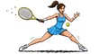 © adzka10 - Dynamic cartoon of female tennis player demonstrating athletic prowess and energy