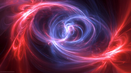 Wall Mural - Futuristic cosmic nebula with swirling gaseous clouds and glowing filaments, creating a mesmerizing deep-space environment in vibrant red and indigo tones. Cosmic Filament. Illustration