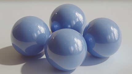 Poster - Serene Blue Spheres: A Study in Light and Reflection