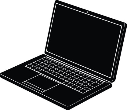 Professional Open Laptop Silhouette with Clean Lines