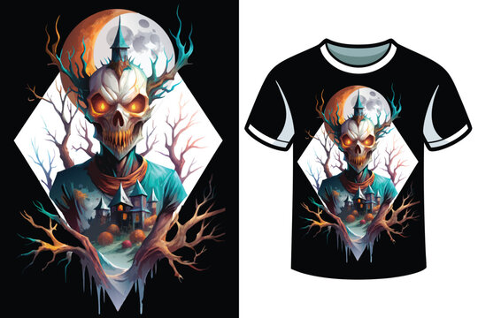 T-shirt design for Halloween and horror shadow 