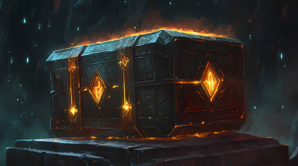 Wall Mural - A legendary tome resting on an ancient pedestal, bound in leather with glowing runes carved into its surface, humming with mystical energy. Legendary Tome. Illustration