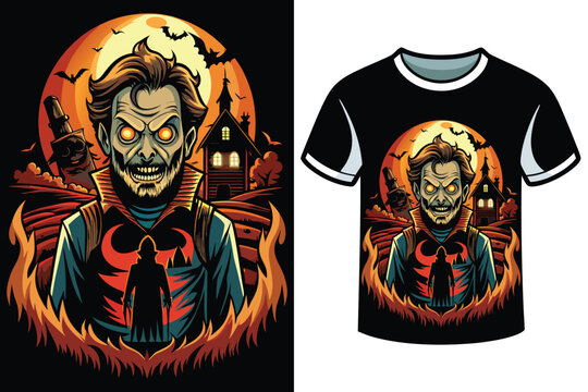 T-shirt design for Halloween and horror shadow 