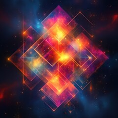 Poster - Cosmic Geometry: Abstract Artwork of Interlocking Nebulae