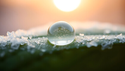 Wall Mural - drop of water sitting on top of a leaf