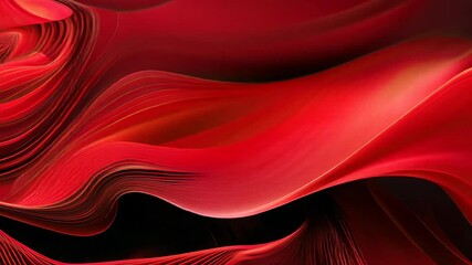 Poster - Vibrant red flowing waves elegantly creating an enchanting and mesmerizing abstract art piece that captivates all