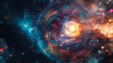 Wall Mural - cosmos astronomy concept. a vibrant mandala design showcasing cosmic colors and intricate patterns. 