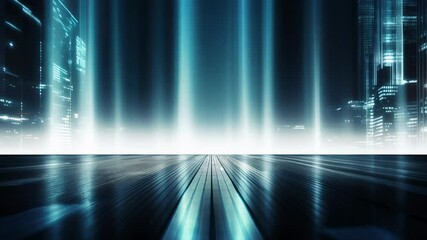 Poster - city lights reflecting on wet street